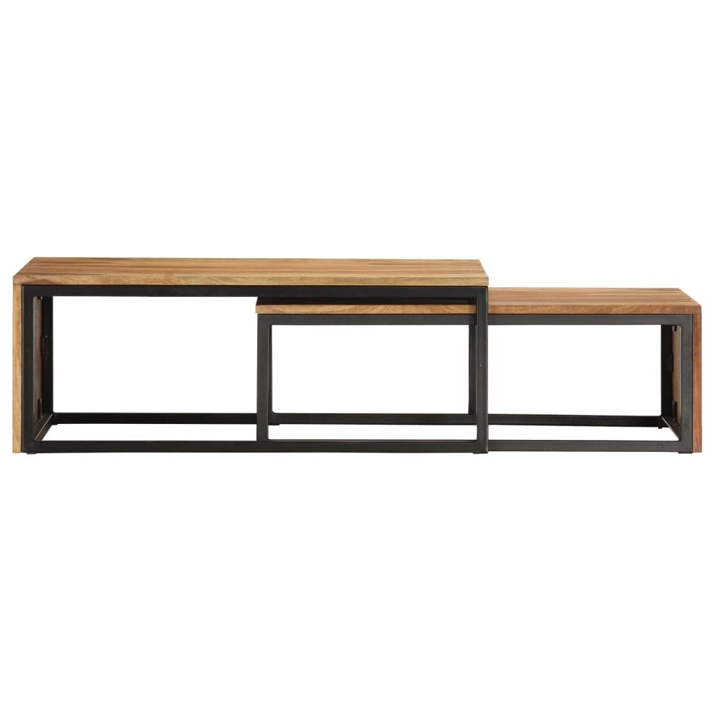 2 pcs Solid Sheesham Wood Nesting Coffee Table X640