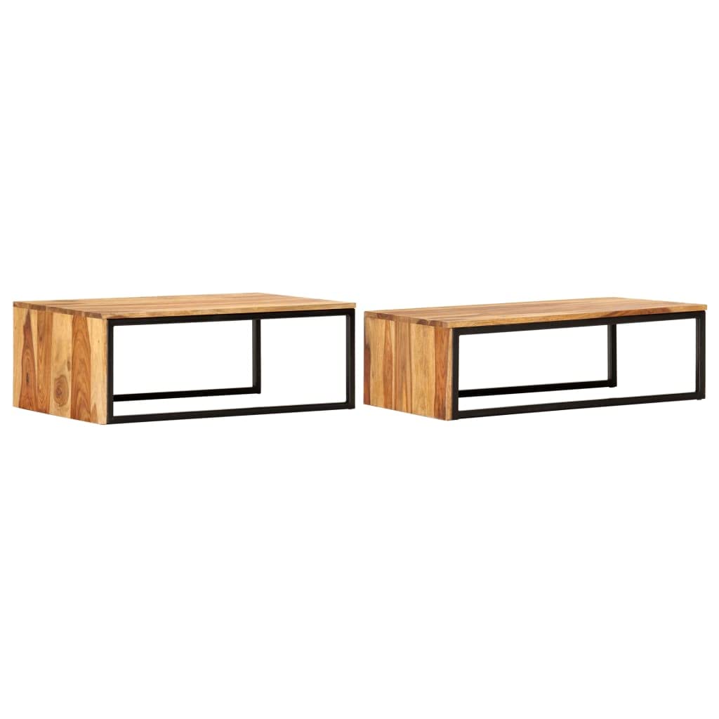2 pcs Solid Sheesham Wood Nesting Coffee Table X640