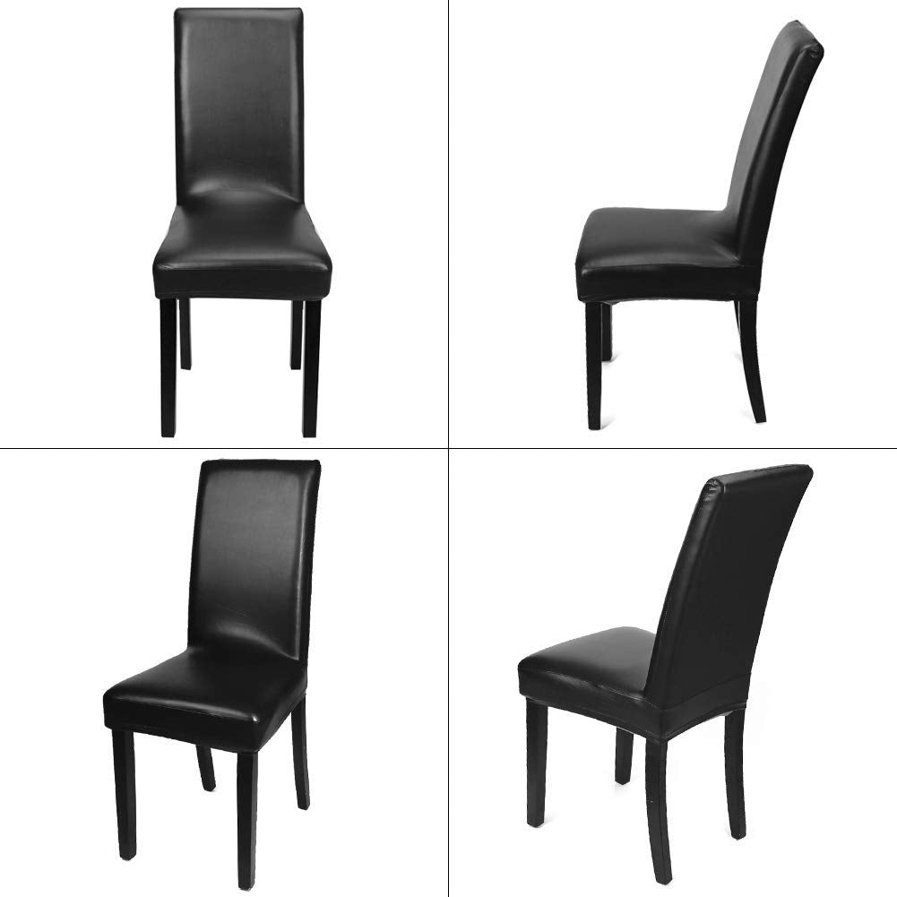 Black Pu Leather Chair Covers Set of 4 D745