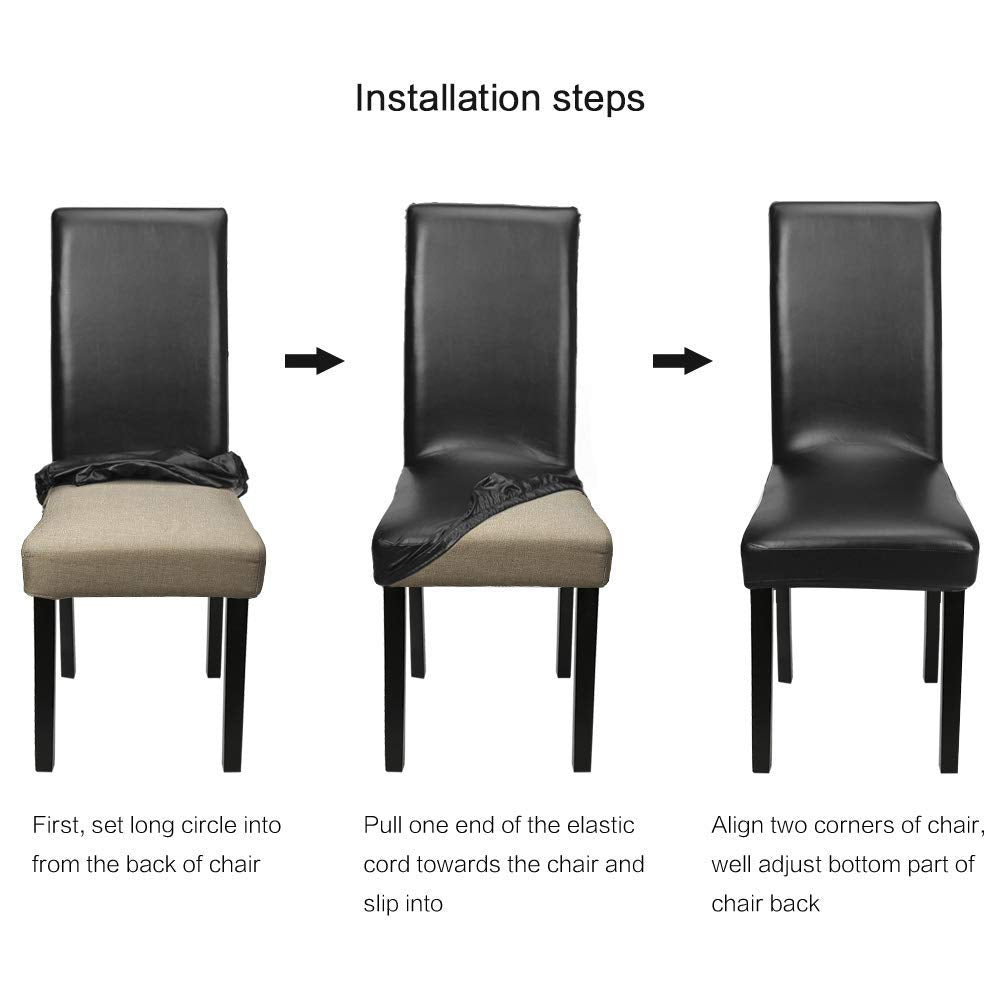 Black Pu Leather Chair Covers Set of 4 D745