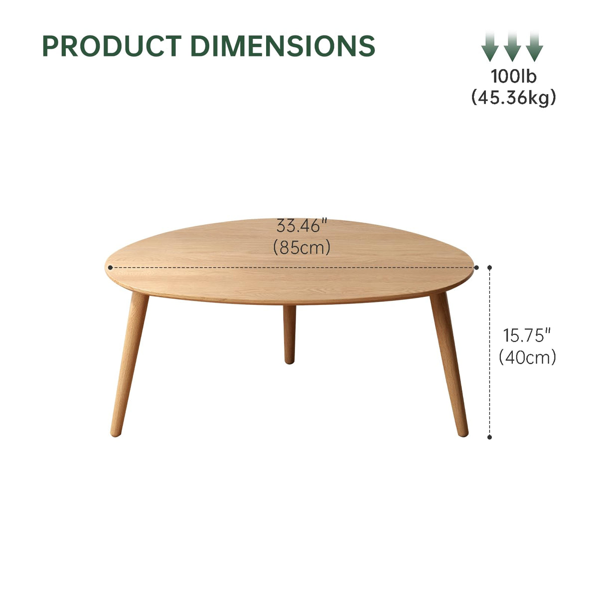 Oval Solid Oak Wood Coffee Table P1542