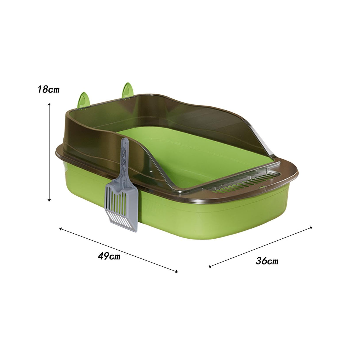 Green Semi Closed Sifting Cat Litter Box E3401