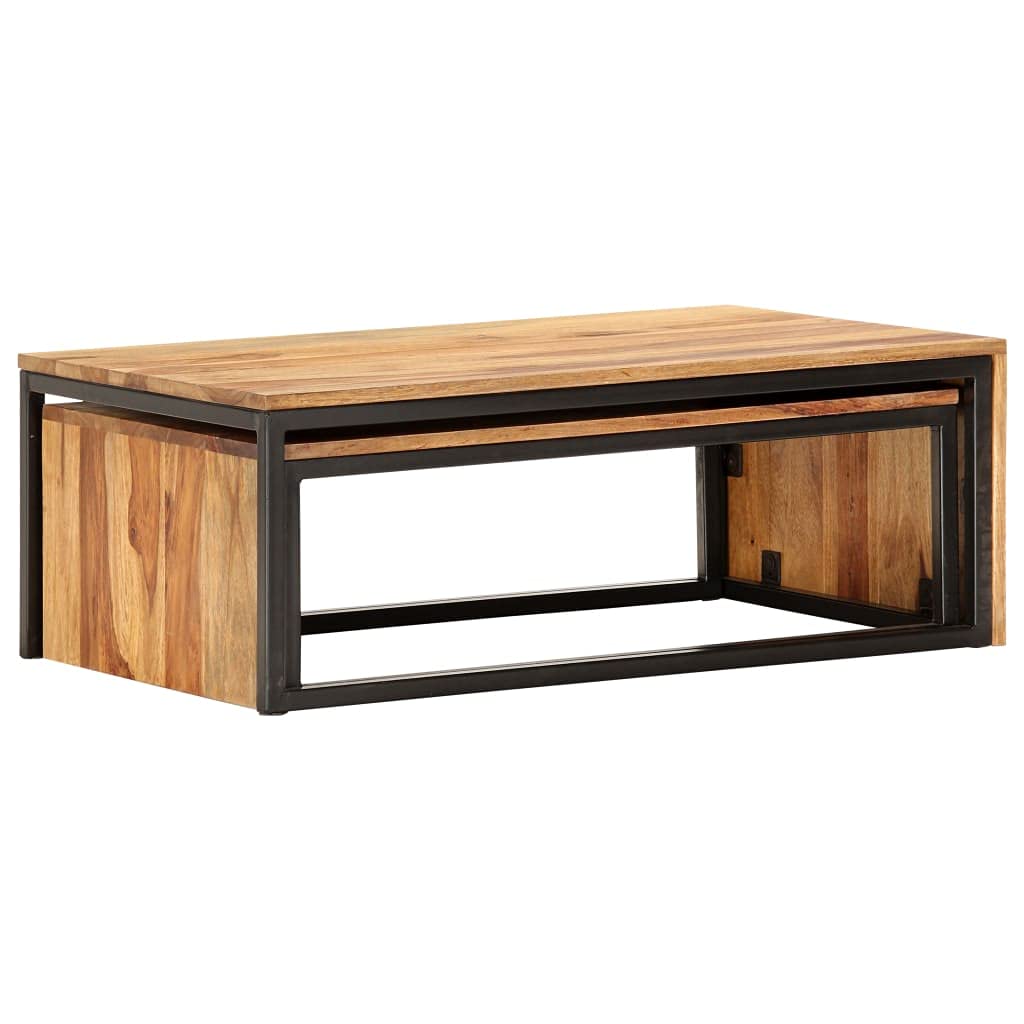 2 pcs Solid Sheesham Wood Nesting Coffee Table X640
