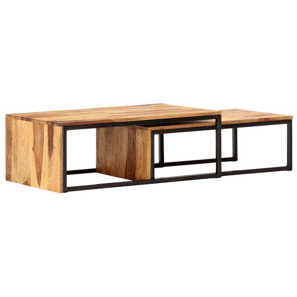 2 pcs Solid Sheesham Wood Nesting Coffee Table X640