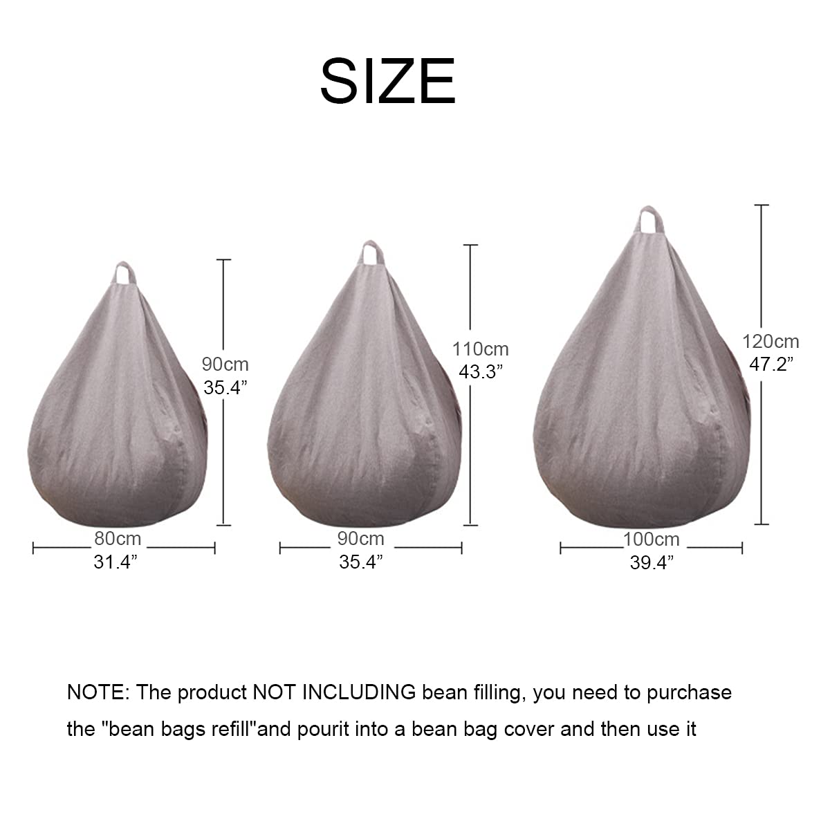 Cotton Linen Bean Bag Chair Cover 90x110cm R454992