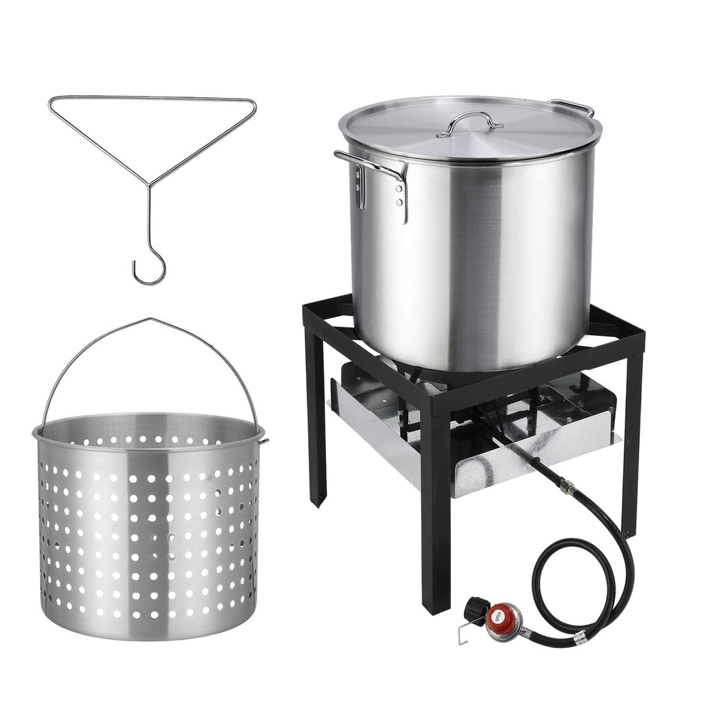 60QT Aluminum Seafood Boil Pot with Basket N62037