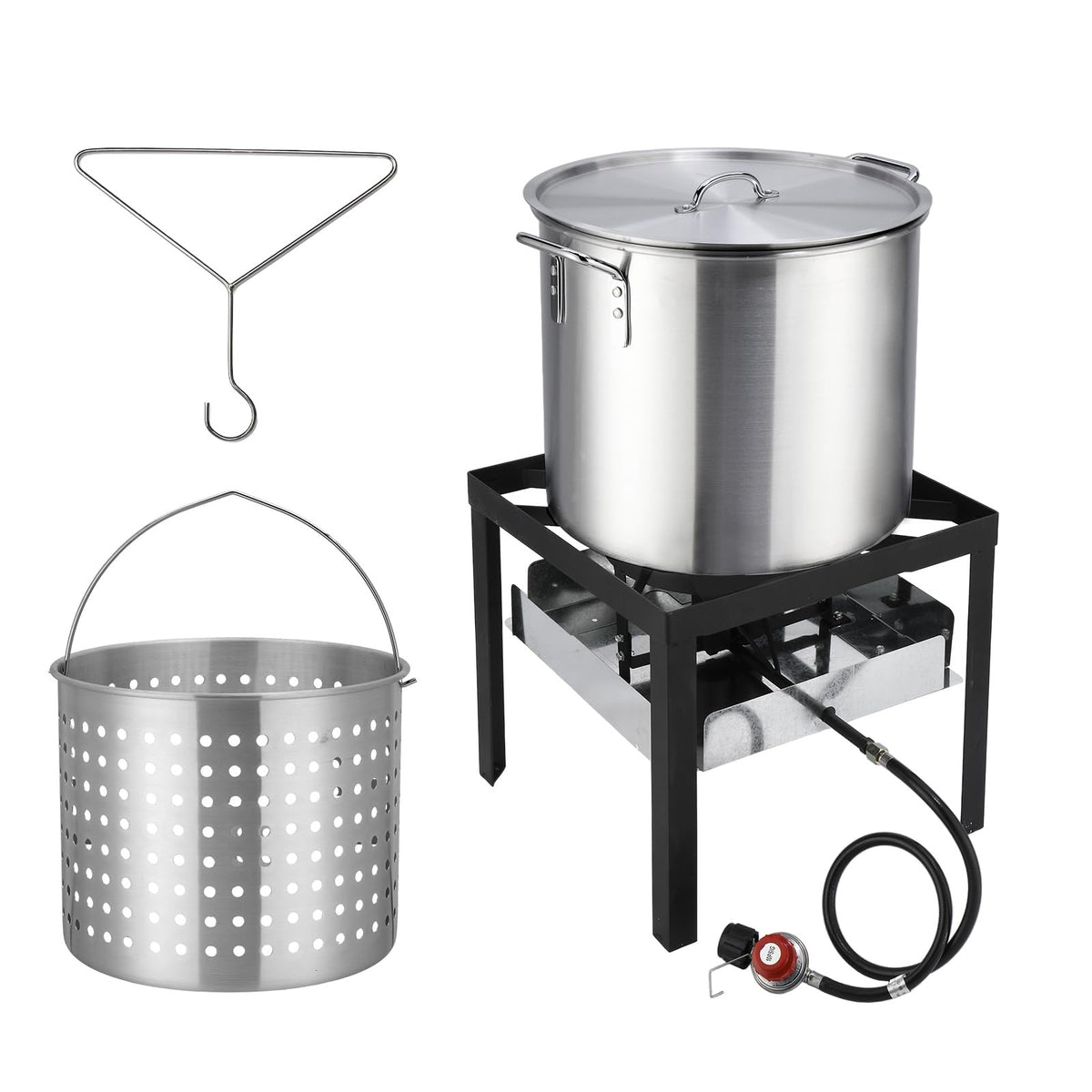 60QT Aluminum Seafood Boil Pot with Basket N62037