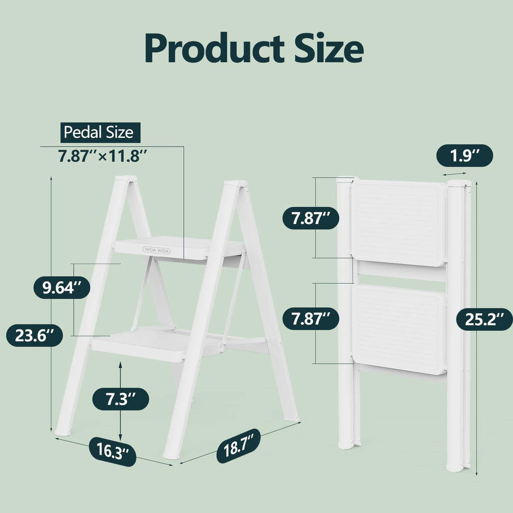 2 Step Foldable Step Stool White W765