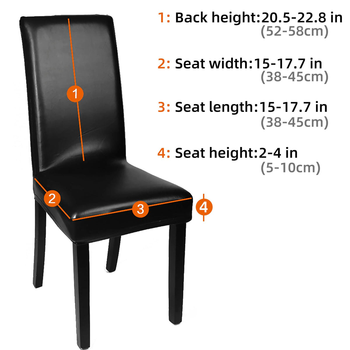 Black Pu Leather Chair Covers Set of 4 D745