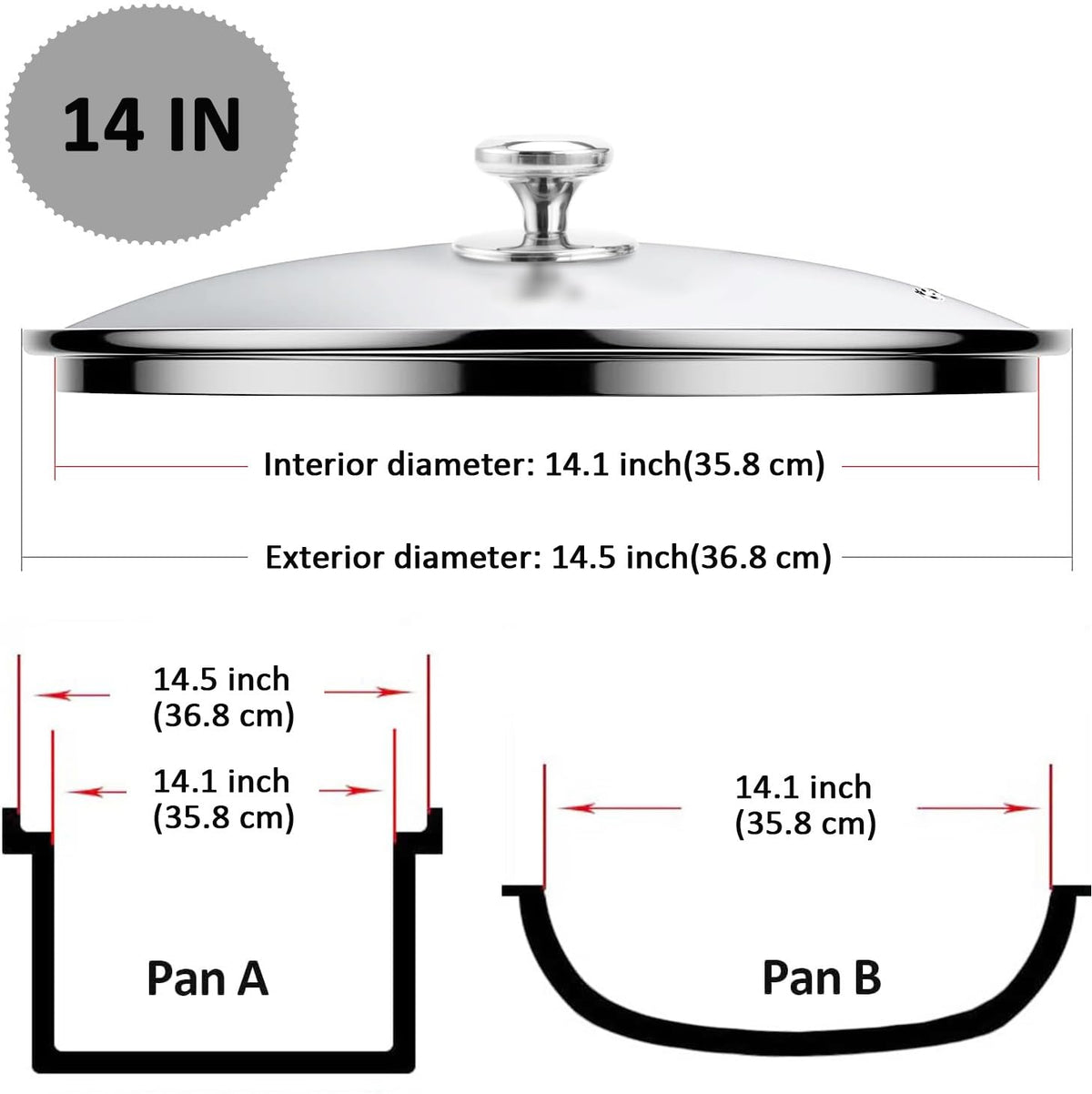 14 Inch Glass Lid with Steam Vent W290565