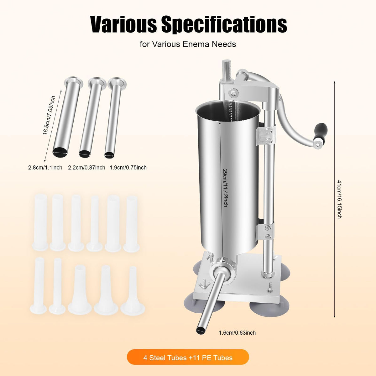 6Lbs Stainless Steel Vertical Sausage Stuffer with 6 Tubes K7689
