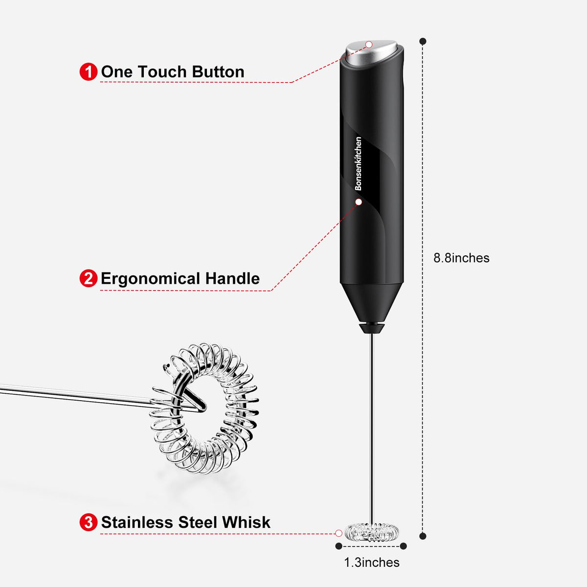 Battery Operated Black Milk Frother A9988