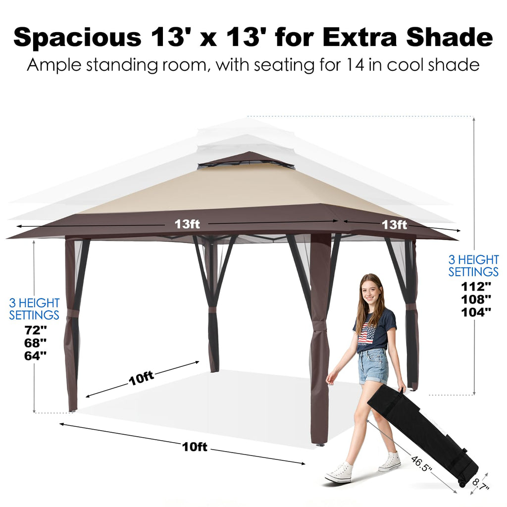 13x13 Pop Up Gazebo with Mosquito Netting Sidewall Y681595