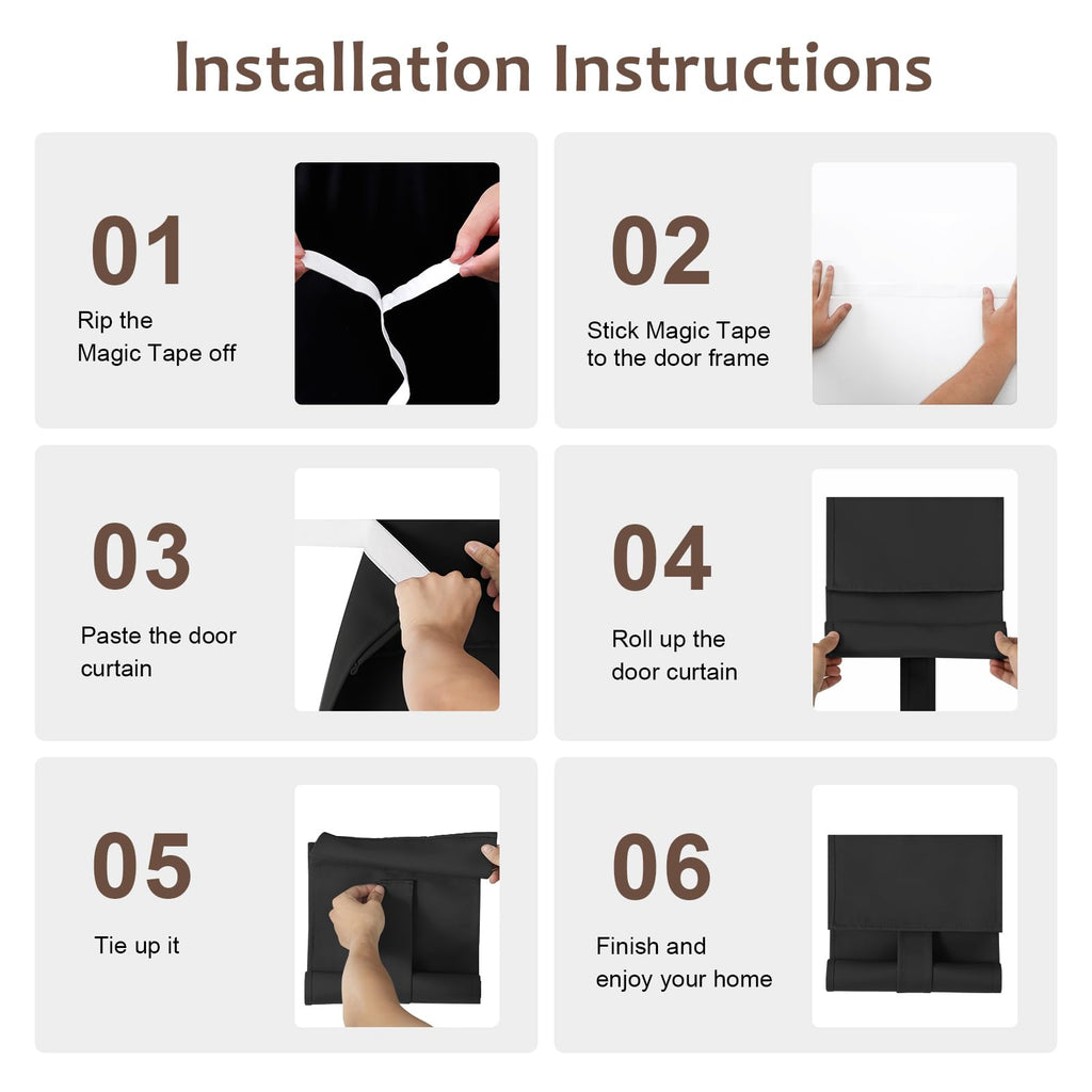 Blackout Door Curtain 8W x 36L Black 1 Panel W7607