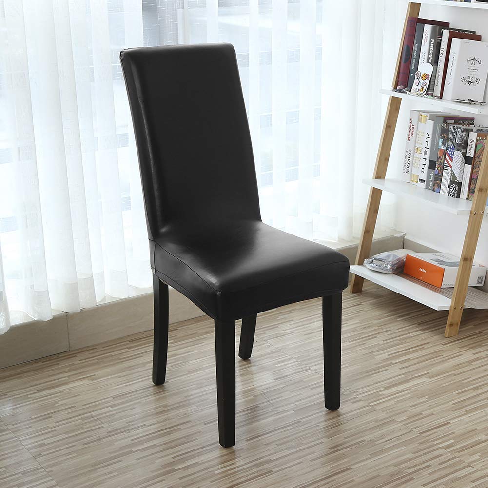 Black Pu Leather Chair Covers Set of 4 D745