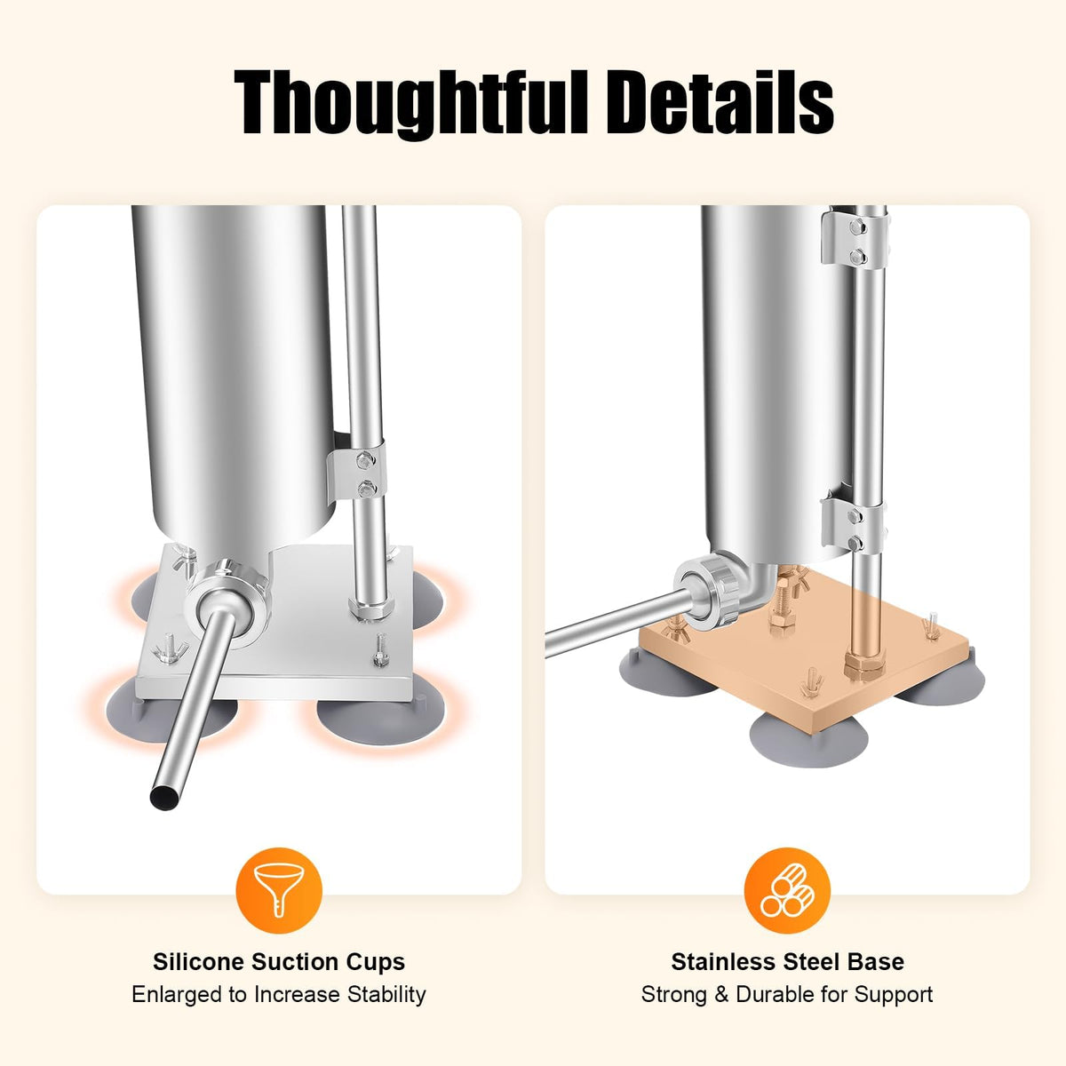 6Lbs Stainless Steel Vertical Sausage Stuffer with 6 Tubes K7689