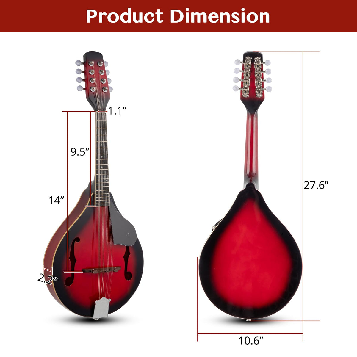 8 Strings Acoustic Mahogany Wood Mandolin D4140