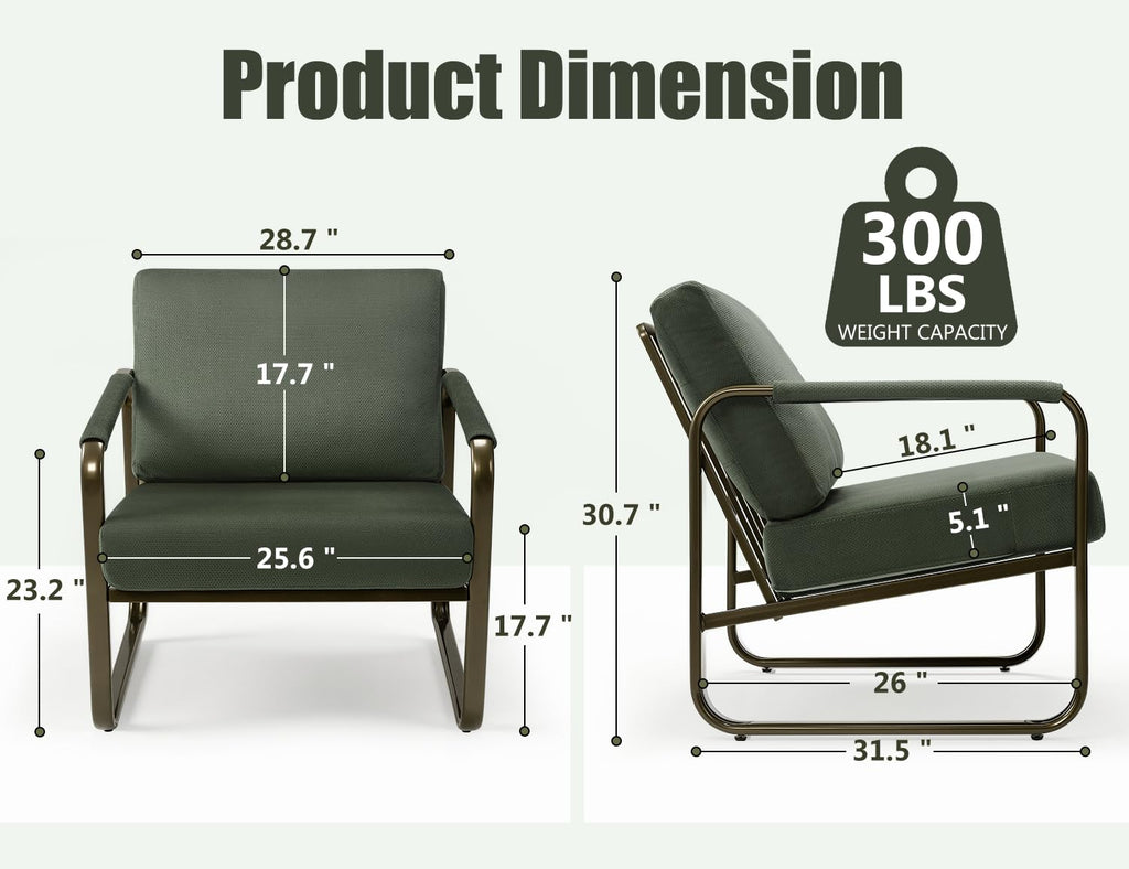 Set of 2 Green Fabric Accent Chair W308