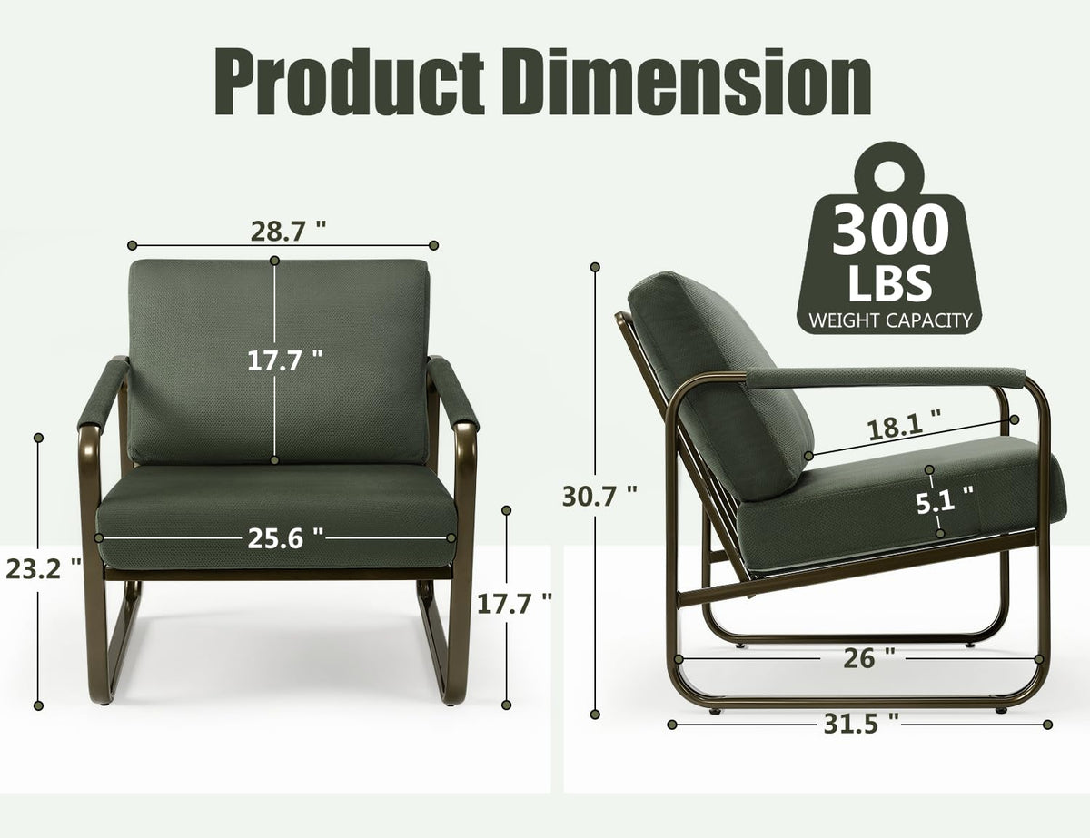 Set of 2 Green Fabric Accent Chair W308