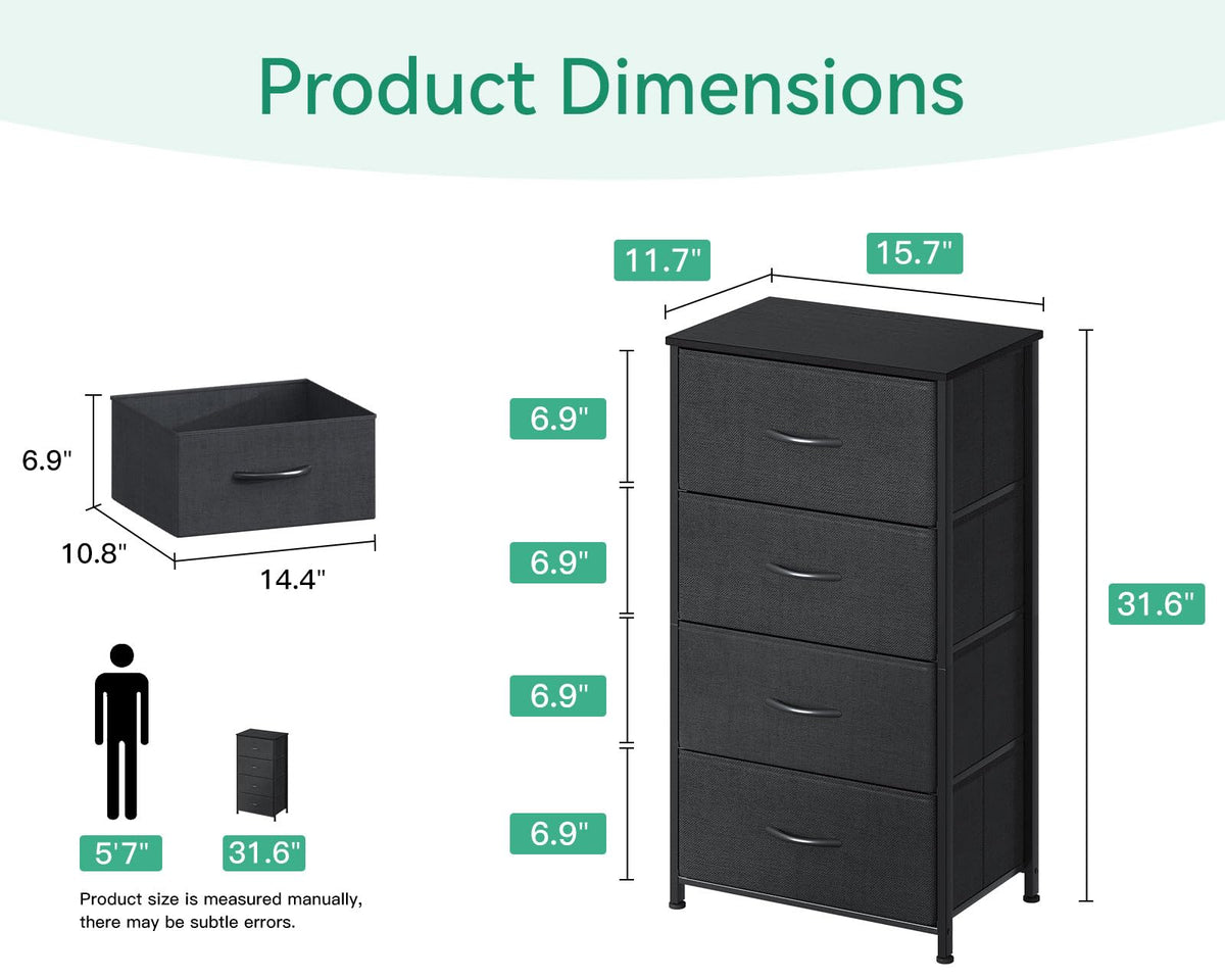 Black 4 Drawer Small Dresser H29757