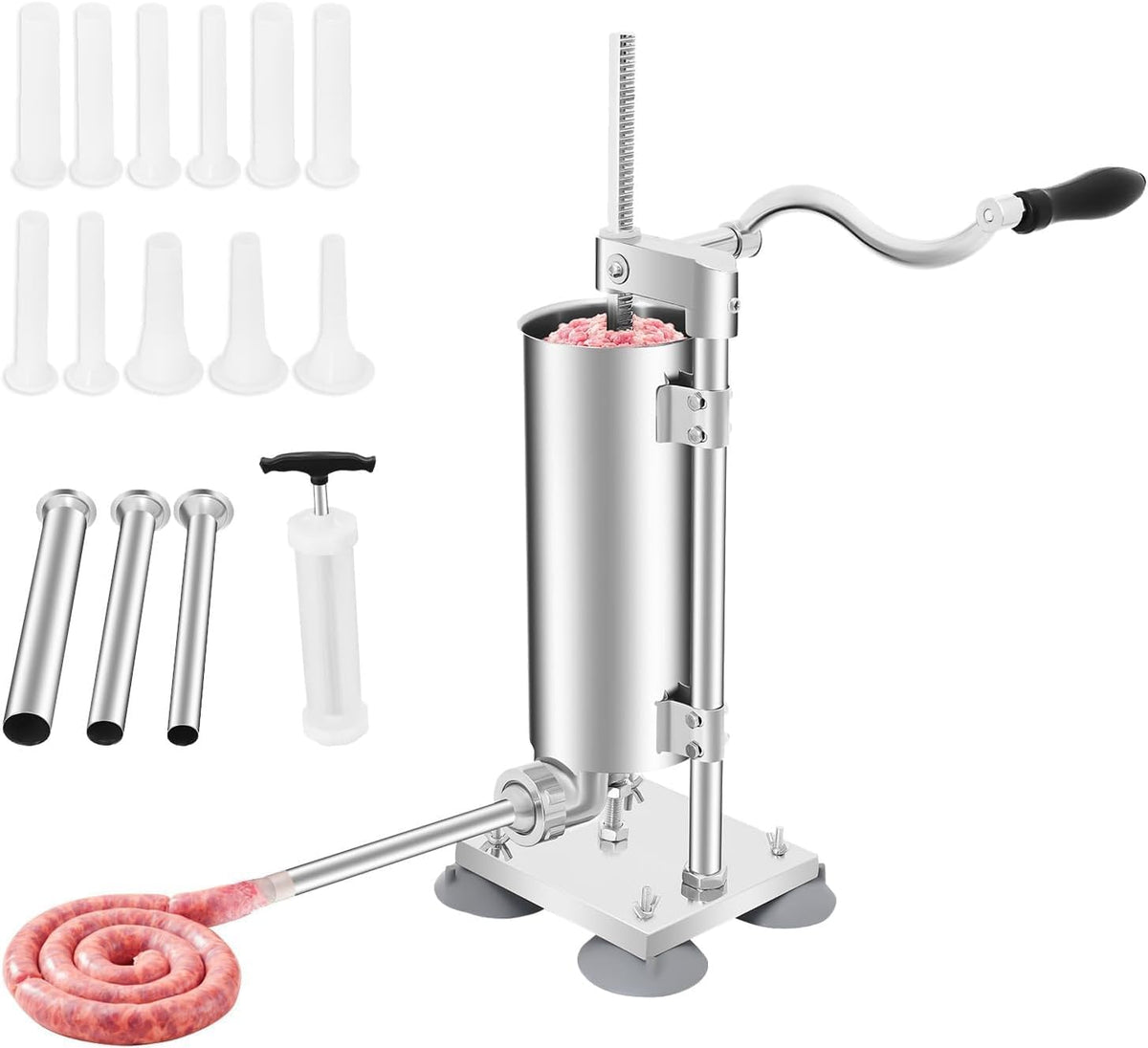 6Lbs Stainless Steel Vertical Sausage Stuffer with 6 Tubes K7689