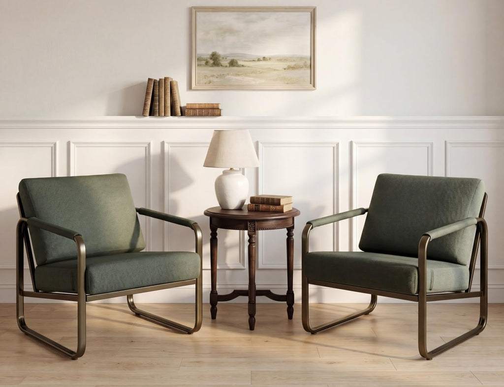 Set of 2 Green Fabric Accent Chair W308