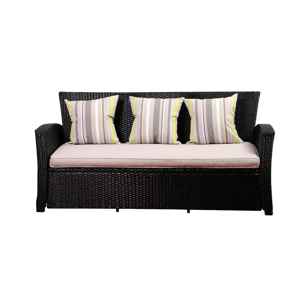 Light Grey Cushions Wicker 1-Piece Patio Sofa N26584