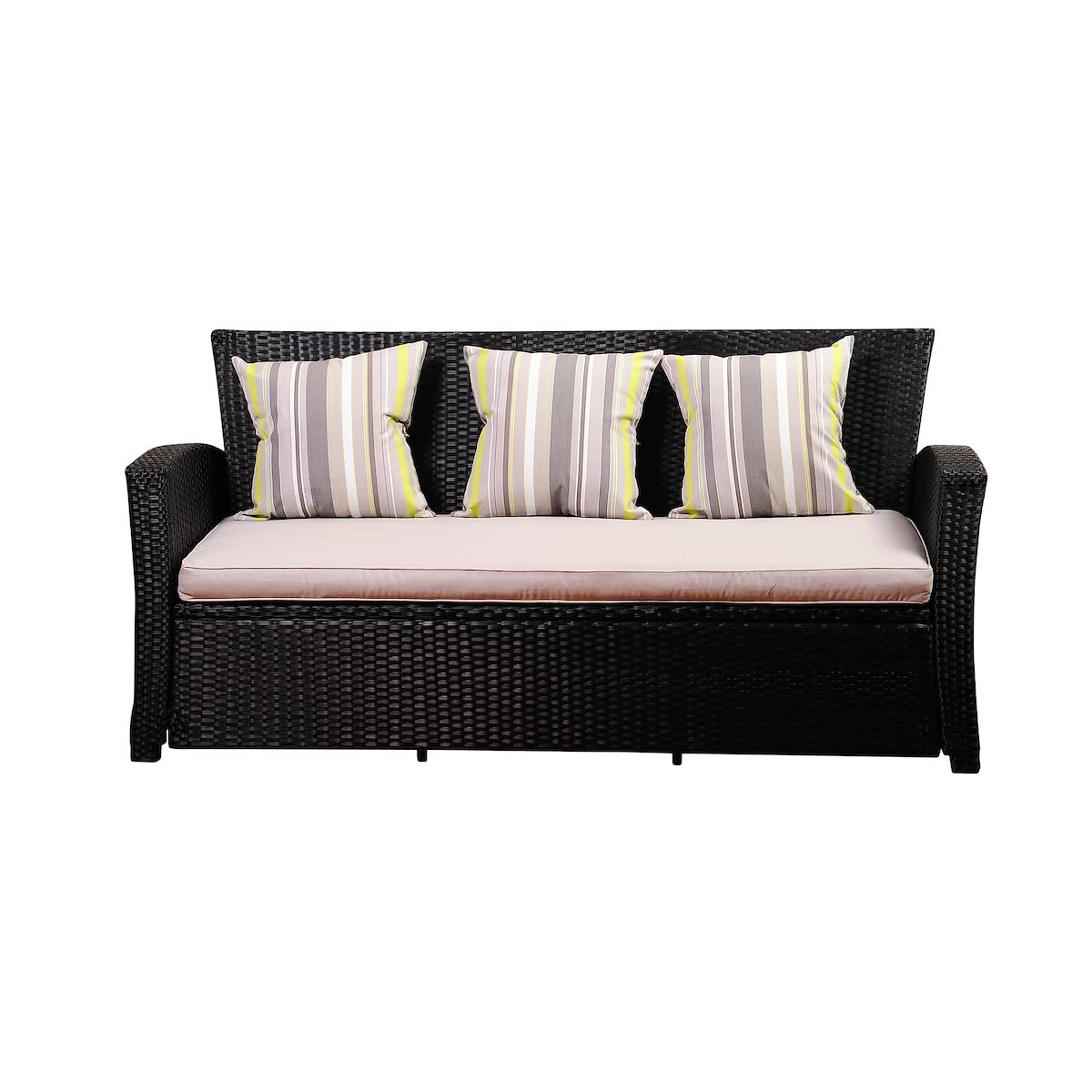 Light Grey Cushions Wicker 1-Piece Patio Sofa N26584