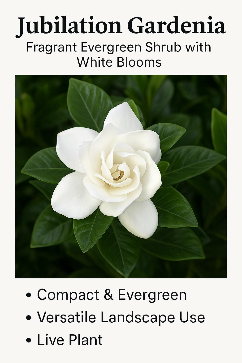 White Fragrant Evergreen Gardenia Live Plant 2 Gallon A31527