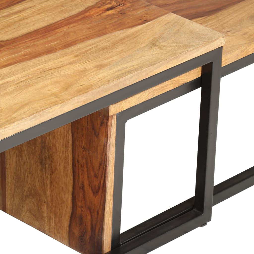 2 pcs Solid Sheesham Wood Nesting Coffee Table X640