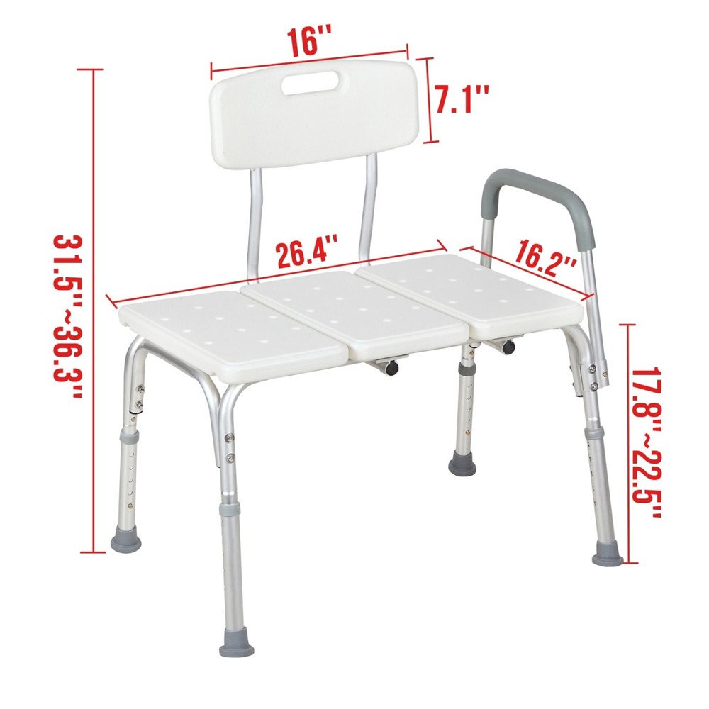 Adjustable Transfer Bench with Back & Arm W7382