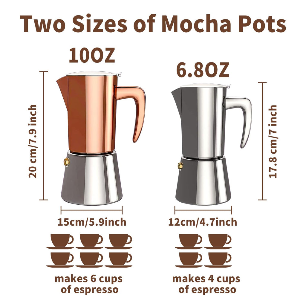 Stainless Steel Moka Pot Espresso Maker 6 Cups U116299