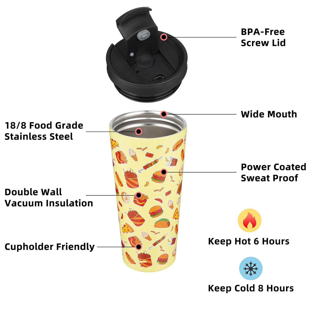 22 oz Insulated Stainless Steel Tumbler with Straw C48229