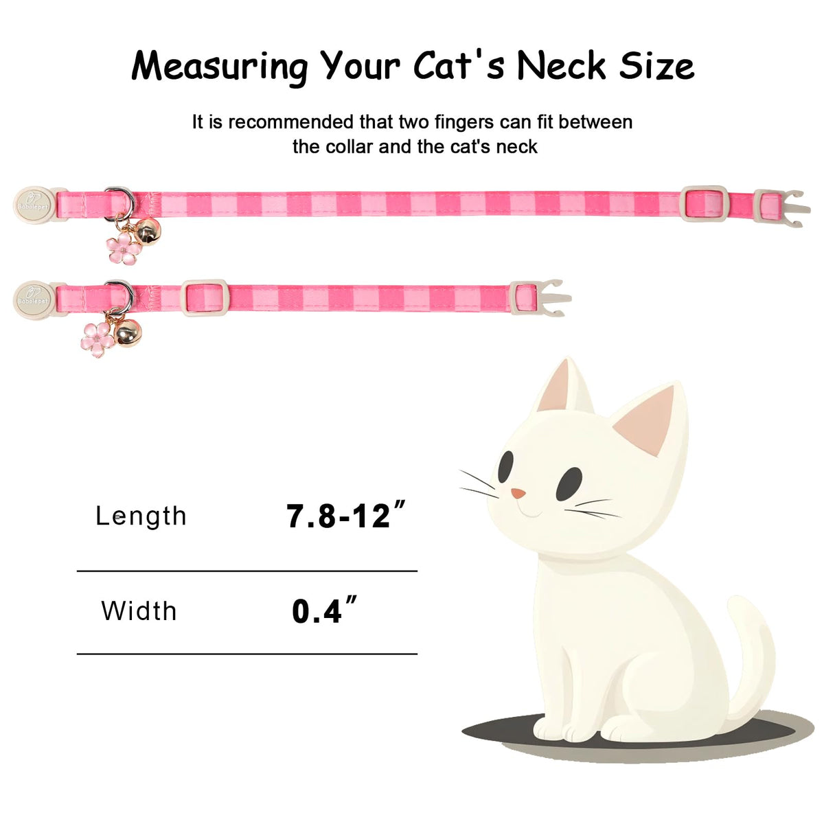 Pink Breakaway Cat Collar with Bell, Bow and Flower Pendant M737