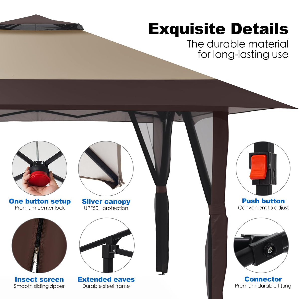 13x13 Pop Up Gazebo with Mosquito Netting Sidewall Y681595