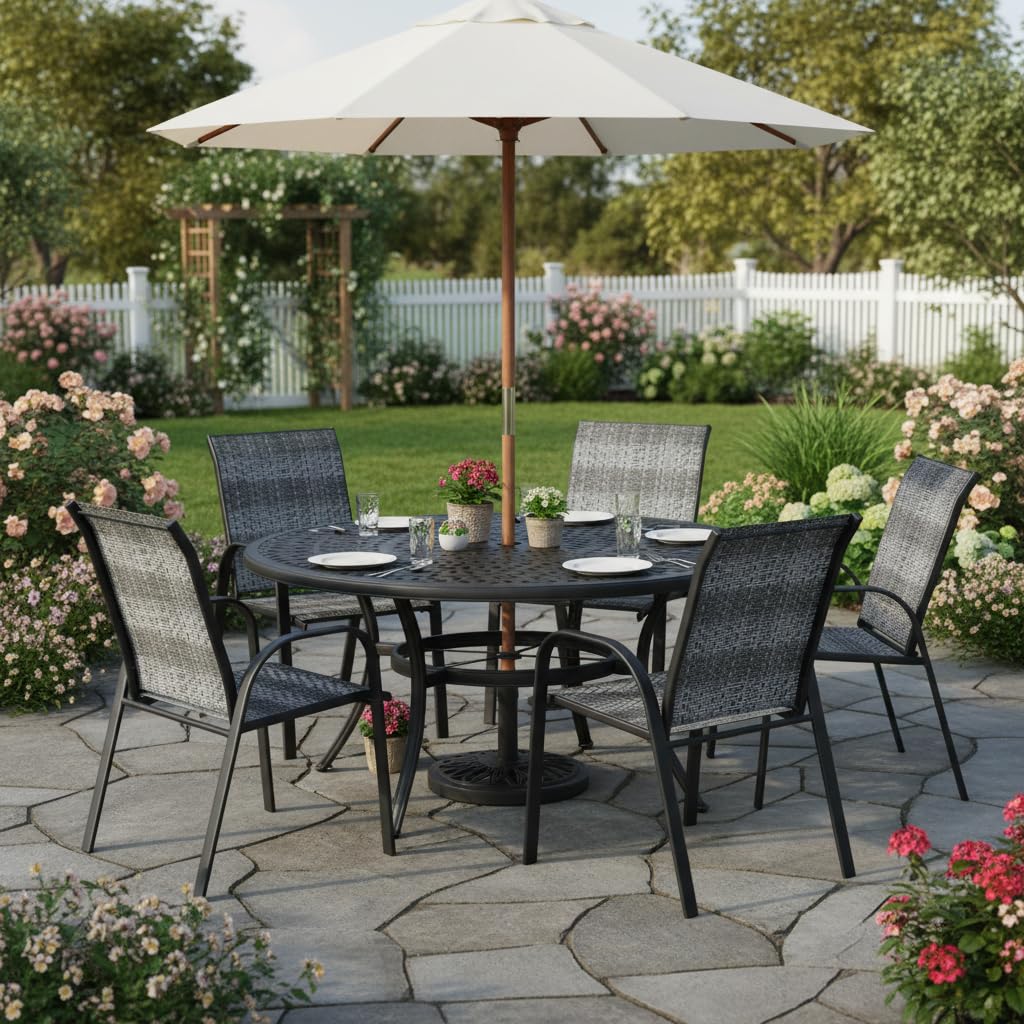 Stackable Wicker PE Rattan Patio Dining Chairs Set of 6 D178