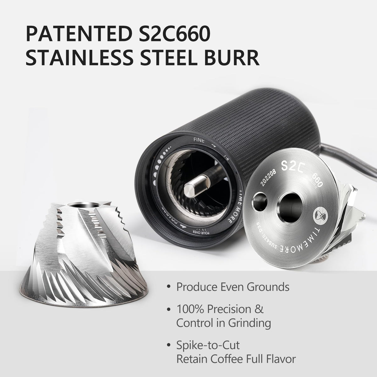 Manual Coffee Grinder Stainless Steel Conical Burr Black A99061