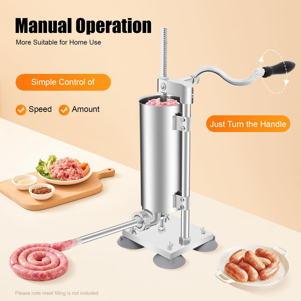 6Lbs Stainless Steel Vertical Sausage Stuffer with 6 Tubes K7689