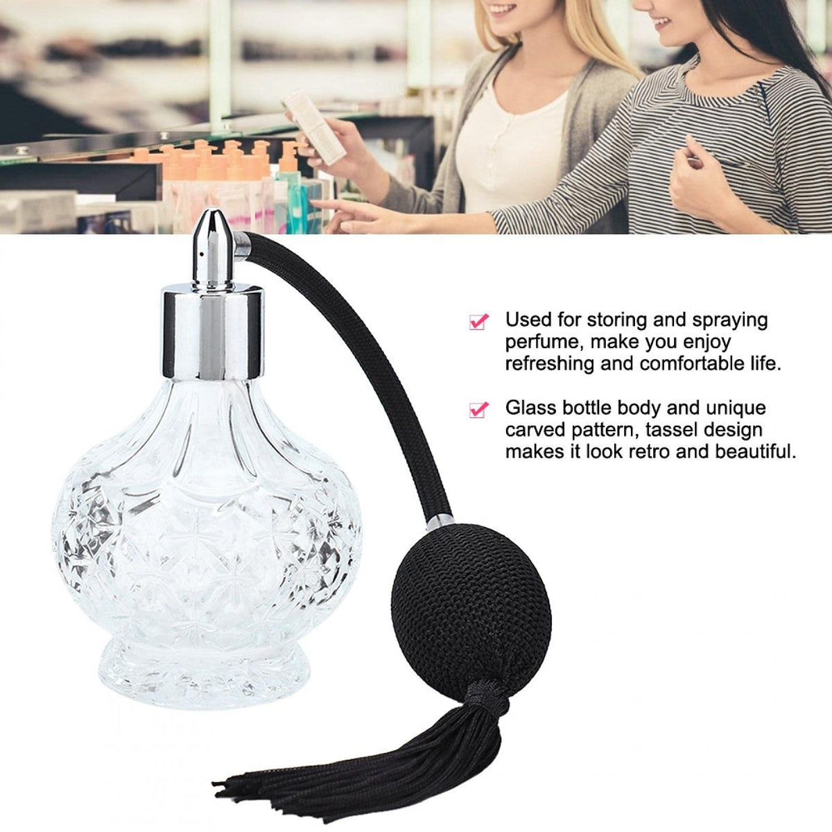 Refillable Glass Perfume Bottle with Tassel Y96279