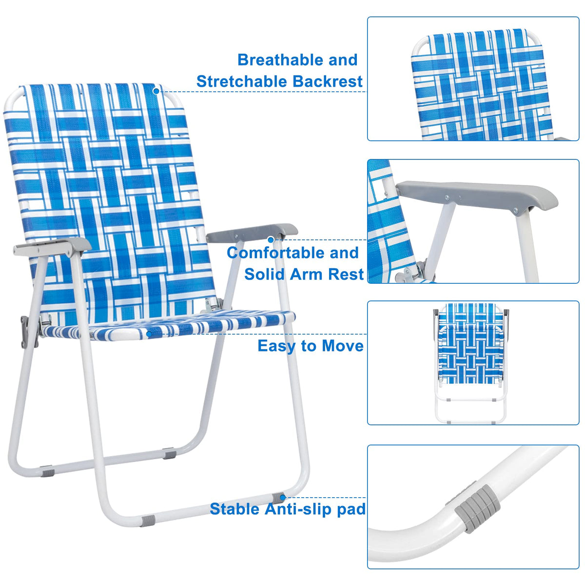 Folding Webbed Lawn Beach Chair I523