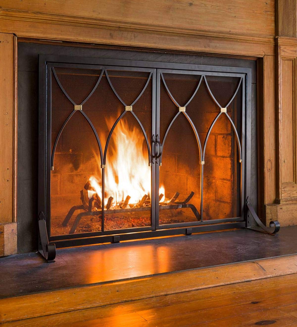 Black Metal Fireplace Screen I511