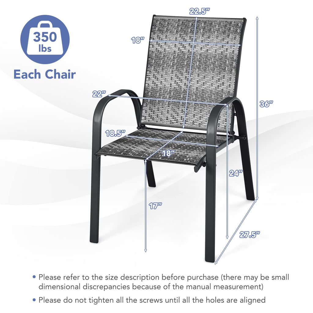 Stackable Wicker PE Rattan Patio Dining Chairs Set of 6 D178