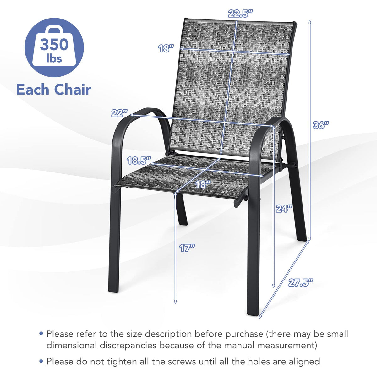 Stackable Wicker PE Rattan Patio Dining Chairs Set of 6 D178