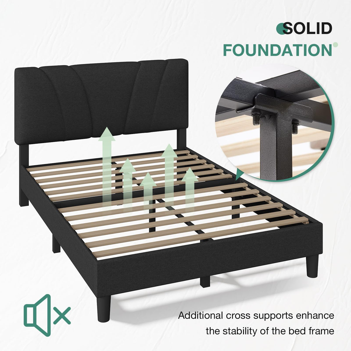 Queen Size Linen Upholstered Bed Frame with Headboard A775