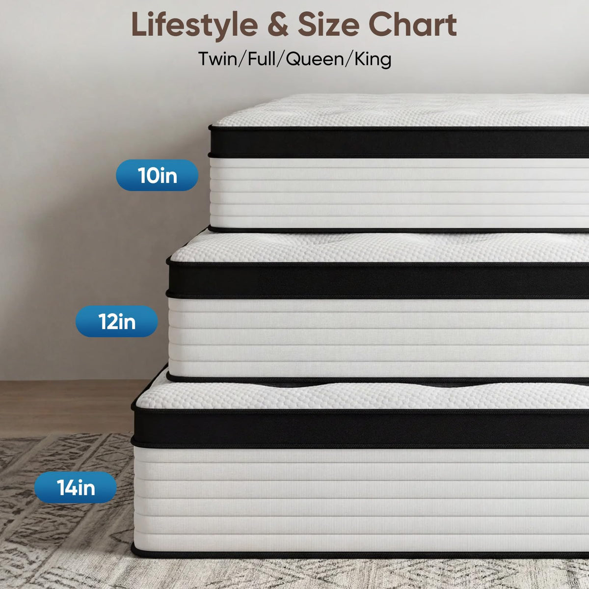 12 Inch Medium Firm Hybrid Memory Foam Mattress I309521