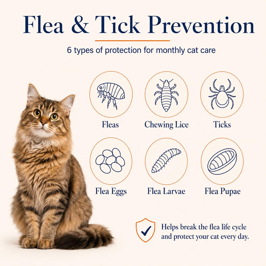 Waterproof Topical Flea & Tick Preventative for Cats, 6 Doses T596