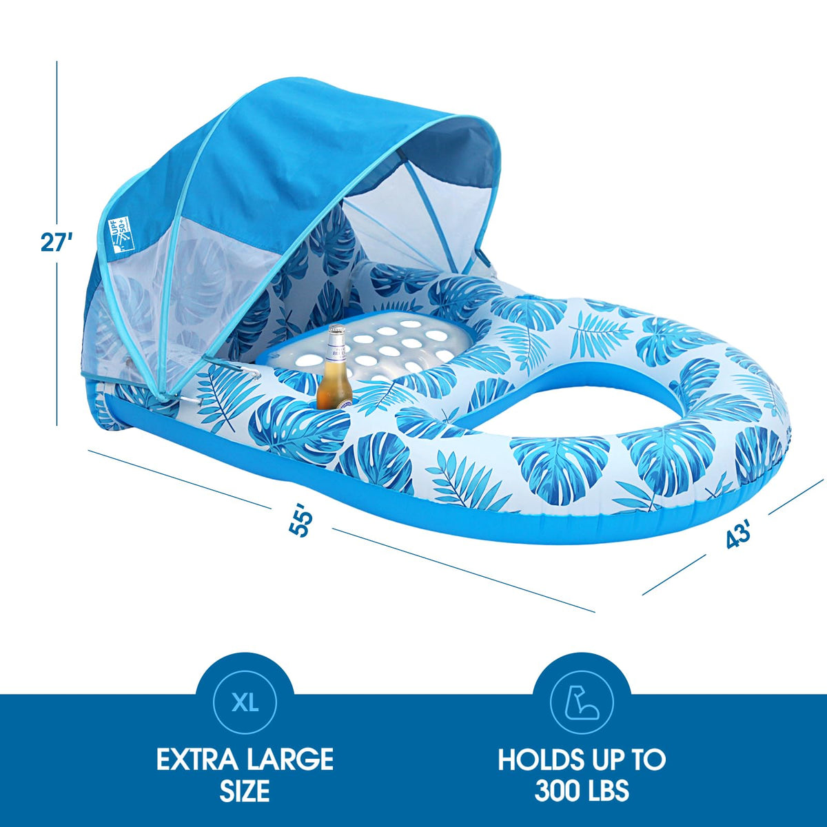 Extra Large Inflatable Pool Lounge Float with Canopy R548