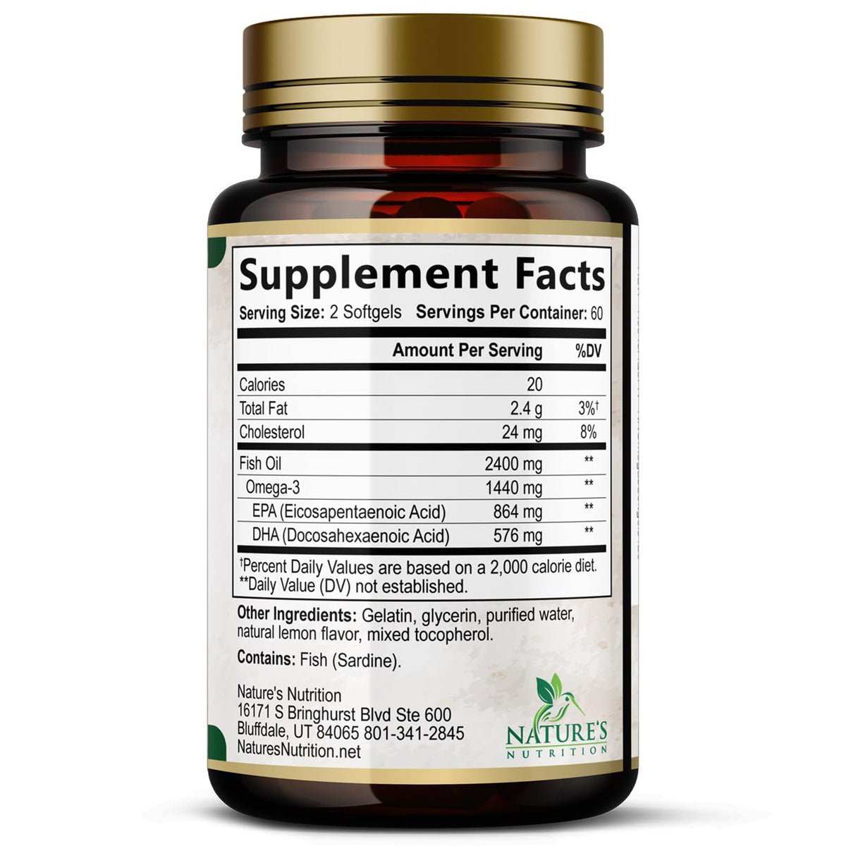 Omega 3 Fish Oil 2400mg 120 Softgels F72049