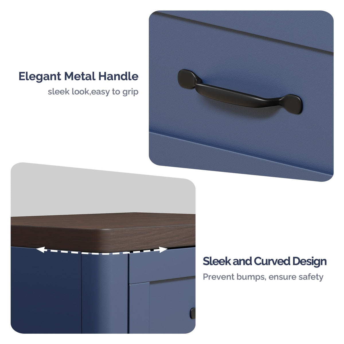 Blue Set of 2 2 Drawer Nightstand U419