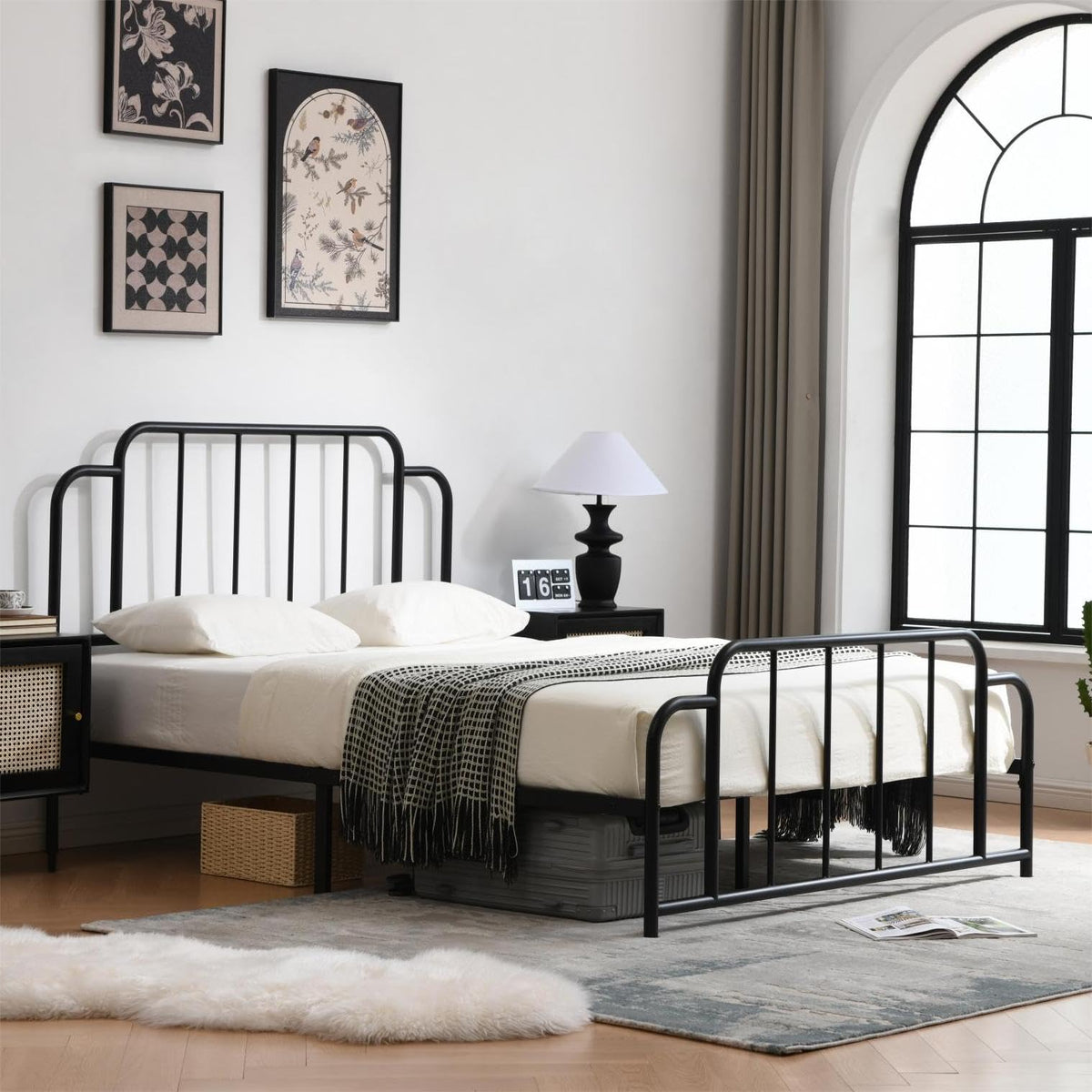 Black Full Size Metal Bed with Headboard and Footboard G700579